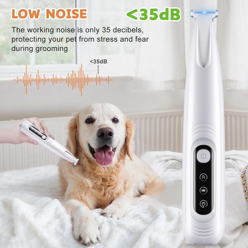 Dog Paw Trimmer with LED Light, 18mm Widen Blade, 35dB Low Noise, LED Display, Fully Waterproof, USB Rechargeable Pet Hair Trimmer for Dogs Cats Trimming Paws, Eyes, Ears, Face and Rump - PawsPlanet Australia