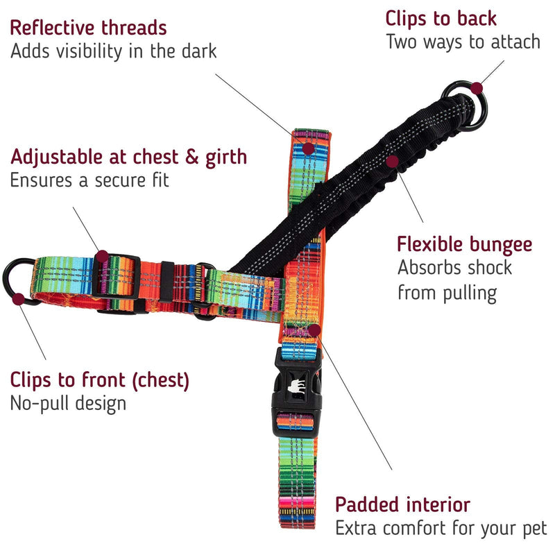 Leashboss No Pull Dog Harness, Easy Walk for Small, Medium, and Large Pets, Reflective with Rear and Front Clip Attachment Orange - Blanket - PawsPlanet Australia