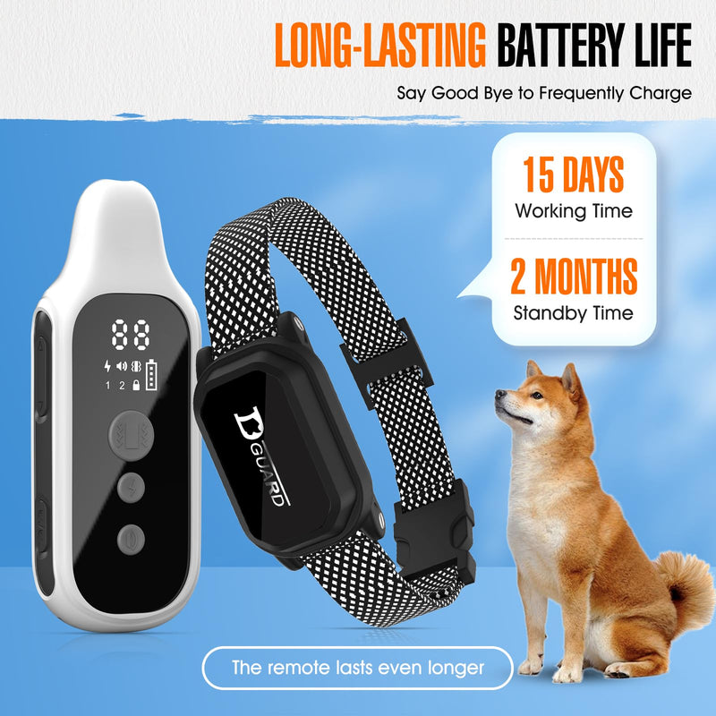 Shock Collar for Dogs, Dog Training Collar with Remote Control 3500FT, 3 Training Modes, IP67 Waterproof E Collar for Small Medium Large Dogs 18-120 lbs White - PawsPlanet Australia