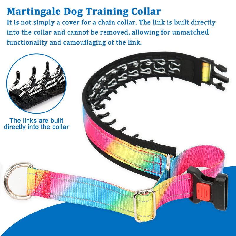 Mayerzon Martingale Prong Collar for Dogs, Patented No Pull Pinch Collar with American Flag and Buckle for Small Medium Large Dogs Training Walking Hunting, Adjustable and Heavy Duty(M, Rainbow) Medium,2.5mm,20-Inch,14.5-18.5"Neck - PawsPlanet Australia