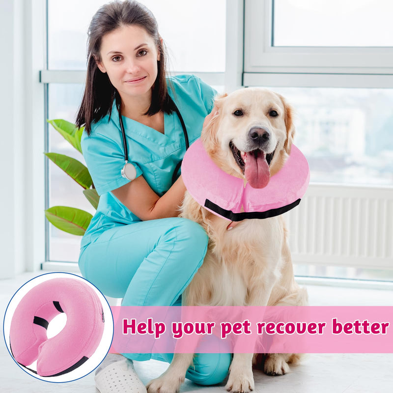 Dog Collar for Dogs, Inflatable Collar for Post-Operative Protection Head, Chest and Belly (Pink, L) pink