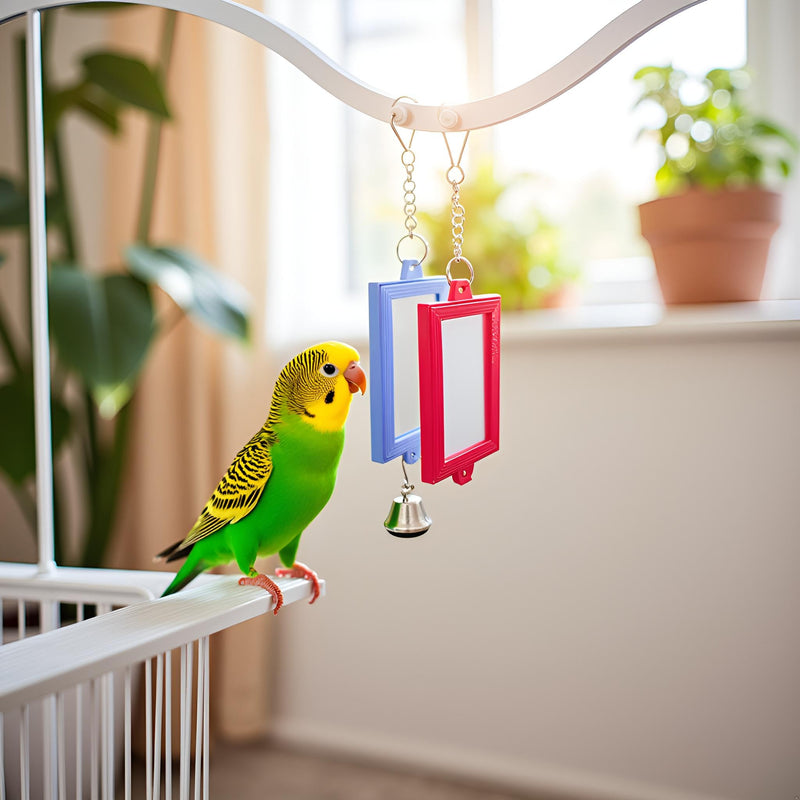 1Pc Random Color Pet Bird Mirror with Bell Interactive Parrot Toys for Budgies Parakeets Conures, Pet Supplies - PawsPlanet Australia