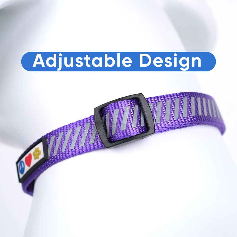 Pawtitas Reflective Dog Collar for Dog and Puppies A High Visibility Collar with Reflective Bands | Adjustable Dog Collar Heavy Duty Perfect for Extra Small and Small Puppies - Purple XS Collar X-Small (Pack of 1) - PawsPlanet Australia