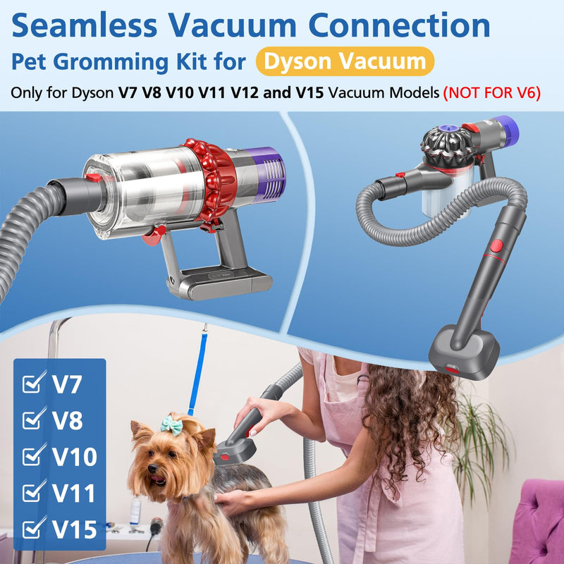 Pet Dog Grooming Attachment Kit Compatible with Dyson V7 V8 V10 V11 V12 V15 Vacuums (Not for V6), Dog Deshedding Brush Attachment for Shedding Grooming, Hair Grooming Tools for Dog and Cat, 6 Pack - PawsPlanet Australia