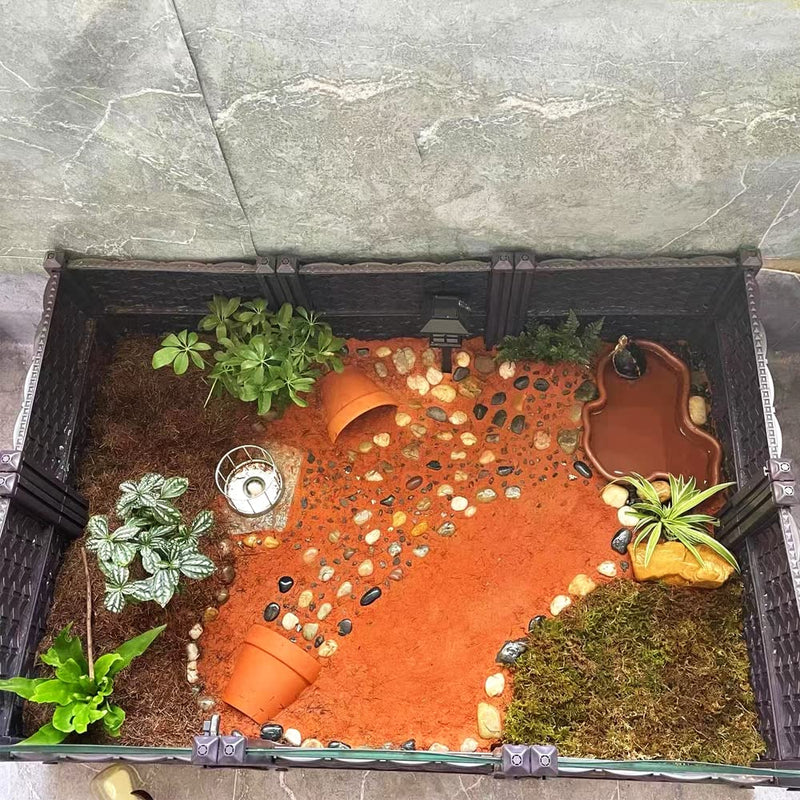 Flushbay Extra Large Reptile Bathing Pool Reptile Feeding Dish Water Bowl with Ramp Aquarium Ornament for Gecko, Snake, Turtle, Bearded Dragon, Lizard Bath (Brown) Brown - PawsPlanet Australia