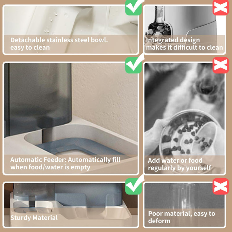 FAMILY'S BACKYARD Cat Bowls for Indoor,Automatic Cat Feeder,Dog Food Dispenser,Fully Enclosed Water Storage and Grain Storage Dual Function Pet Food Bowl,Size 30 * 25 * 22CM - PawsPlanet Australia