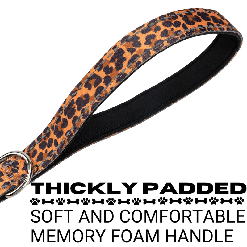 EcoBark Dog Leash - Soft & Reflective Comfort Leash with Padded Handle - Safe, Strong. & Durable for Small, Medium or Large Dogs (Cheetah) 6 ft x 1 in - Standard Width Cheetah - PawsPlanet Australia