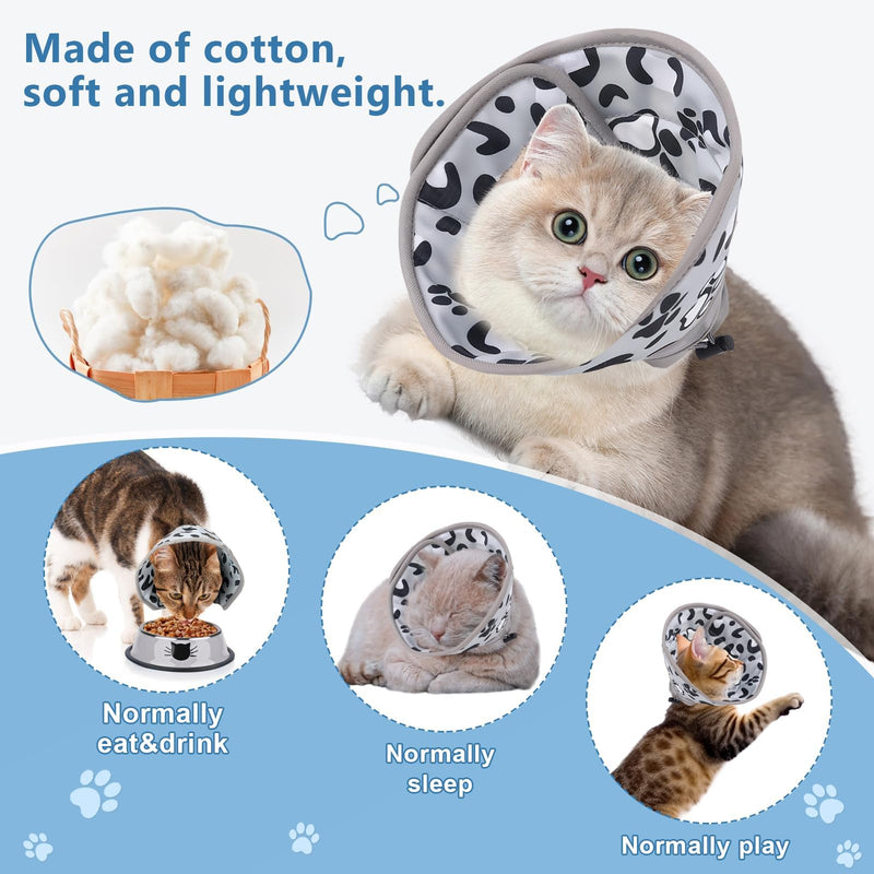 Cat Collar 10-13 cm Cat Collar Lick Protection Soft Cat Collar After Surgery Adjustable Collar Cat Collar Cone After Surgery and Injuries for Dogs and Cats Grey/Black (Ash)
