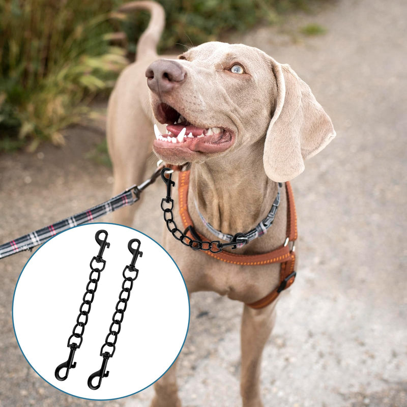 2 PCS Dog Collar Safety Clip Prong Collar Safety Clip Dog Harness Collar Connector 7.1inch Black Metal Double Ended Backup Dog Collar Clip for Dog Harness Chain Dog Necklaces Dog Strap - PawsPlanet Australia