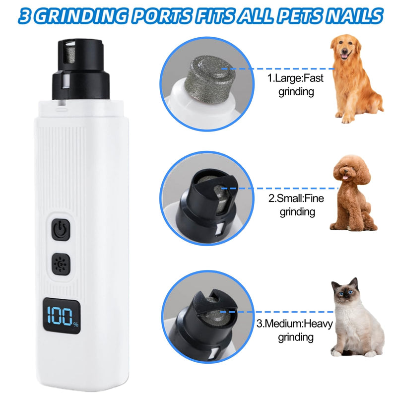 Silent Dog Nail Grinder, Cat Nail Safe Cut Cat Nail Trimmer, Dog Nail Trimmers, 2026 New Two Adjustable Low-Vibration Ultra-Quiet Under 40db ＆ Powerful Enough for All Cats ＆Dogs (White) - PawsPlanet Australia