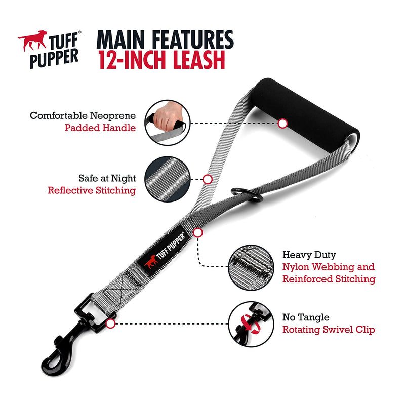 Tuff Pupper Service Dog Leash With Handle for Large Dogs | 12 Inch | Perfect for Service Harness & Training | Traffic Handle With Padding | Short Coupler - PawsPlanet Australia