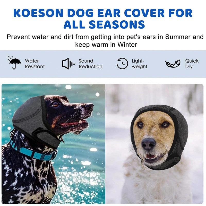 Dog Ear Muffs Noise Protection, Dog Snood Swim Ear Protectors, Waterproof Adjustable Cat EarCaps Shower Wrap, Pet Snood EarCovers for Bath, Anxiety Relief,Swimming,Grooming, (Gray, M)
