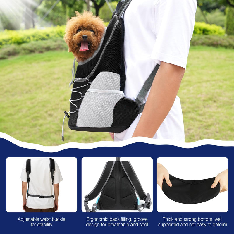 Pawaboo Pet Dog Carrier Backpack Large Size, Puppy Dog Travel Carrier Front Pack for Small Medium Dogs Cats, Adjustable Breathable Dog Carrying Backpack with Safety Strips for Travel Outdoors, Black L - PawsPlanet Australia