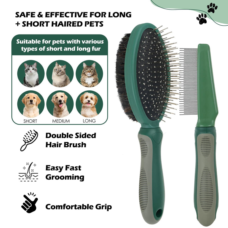 2PCS Pet Grooming and Deshedding Tools, 2-In-1 Double-Sided Cat Brush for Shedding and Bathing, Dogs & Cats Shedding Comb for Long and Short Haired Dogs Cats - PawsPlanet Australia