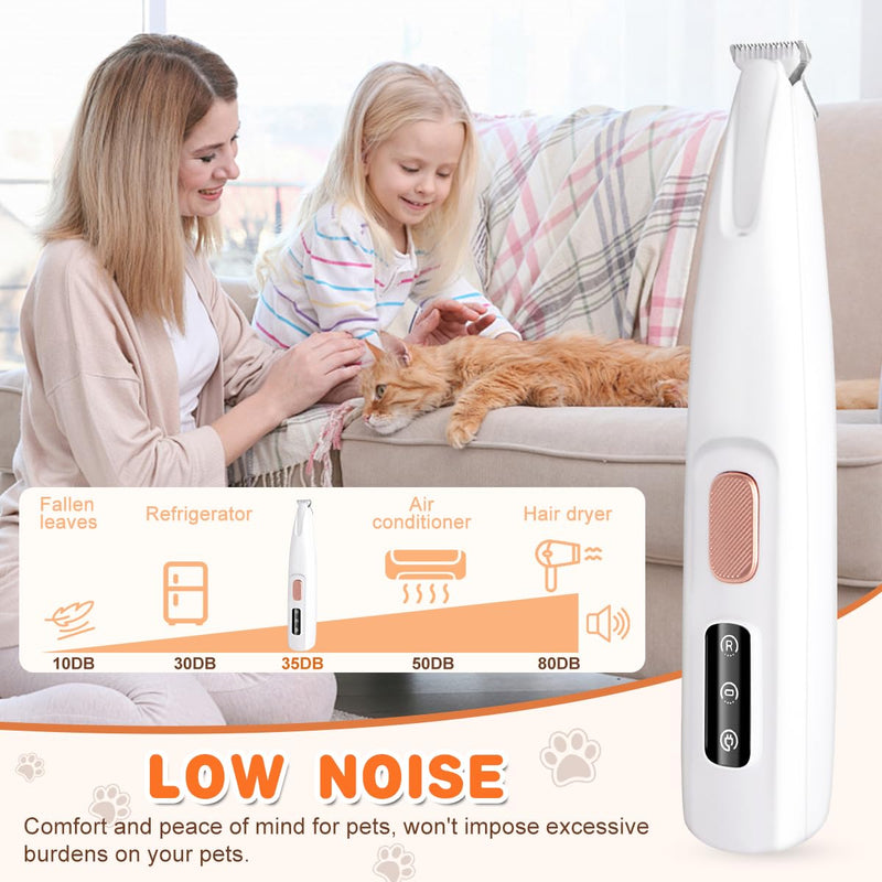 Dog Paw Trimmer, LED Light, Waterproof, Rechargeable, 18mm Blade, Low Noise, Smart Display, For Dogs & Cats - PawsPlanet Australia