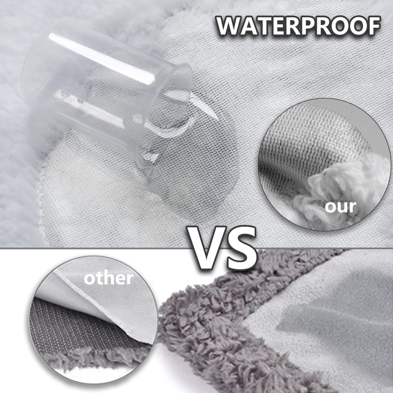 Waterproof Pet Blanket Dog Blankets, Pattern Printing Super Soft Warm Fluffy Facecloth Sofa Car Bed Protector, Urine Proof Washable Pet Blanket for Puppy Large Dogs & Cats(Dog paw130cm*153cm) Large (60*50) Grey-paw - PawsPlanet Australia