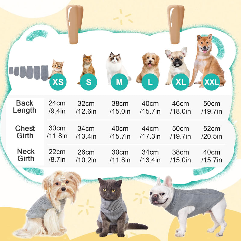 Cat Sweater Keep Your Pets Cozy, 16 Color Turtleneck Knitted Sleeveless Dog Sweater, Winter Outfits for Cats & Small Dogs During Cold Seasons (Medium, Grey) Medium - PawsPlanet Australia