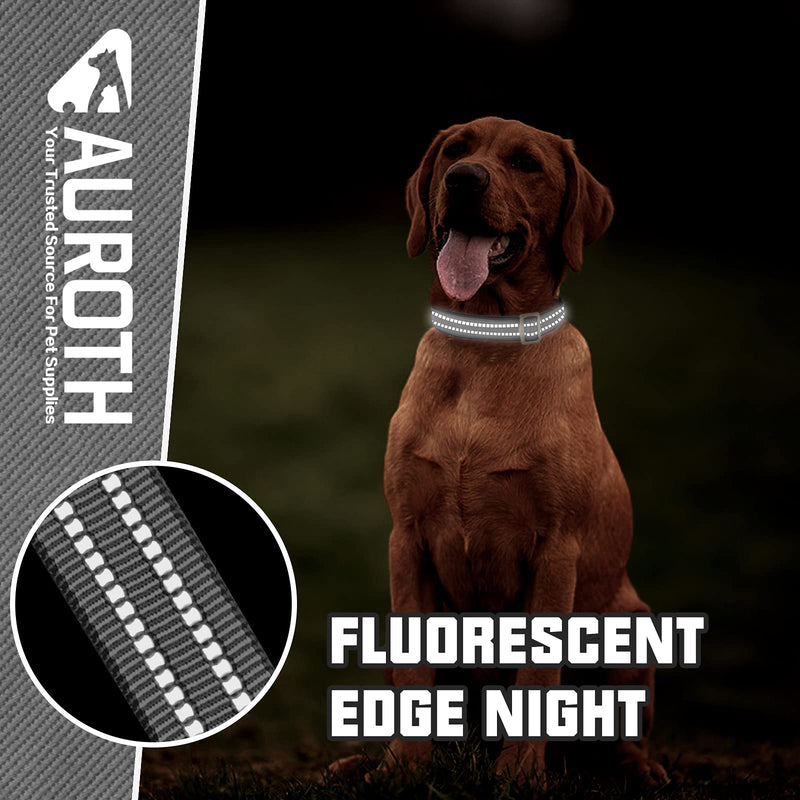 Auroth Dog Collar for Medium Large Dogs, Reflective Dog Collar, Soft Nylon Adjustable Dog Collars with Heavy Duty Metal D Ring Tangle Free (Large:15.7"-27.1", Grey) Large:15.7"-27.1" - PawsPlanet Australia