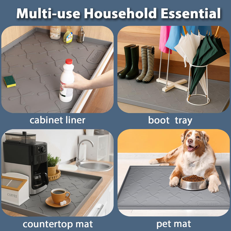 SIKADEER Silicone Under Sink Mats for Kitchen Waterproof 34" x 22", Raised Edge Cabinet Protector Shelf Liner, Bathroom Organizers and Storage Boot Tray Pet Mat Beige 34"W x 22"L - PawsPlanet Australia
