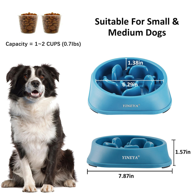 2Pcs Slow Feeder Dog Bowls Large Breed, Dog Slow Feeder Bowl, Dog Food Bowls Slow Feeder, Dog Bowl Slow Feeder, Dog Bowl That Slow Down Eating, Puzzle Dog Food Bowls, Slow Eating Dog Bowl Medium A - DarkBlue & RoseRed - PawsPlanet Australia