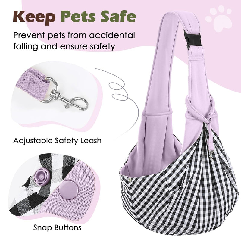 Pawaboo Dog Sling Carrier for Small Dogs, Reversible Hand Free Dog Carrier Sling with Adjustable Strap Buckle & Safety Leash, Soft Pouch and Tote, for Carry Small Dogs & Cats, Up to 12lbs,Light Purple Light Purple-Up to 12lbs - PawsPlanet Australia