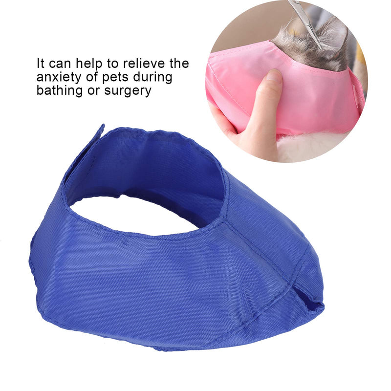 Sonew Cat Muzzle Cover, Breathable Nylon Pet Face Cover for Bathing and Grooming Supplies in Blue and Blue (L) Blue+Pink L