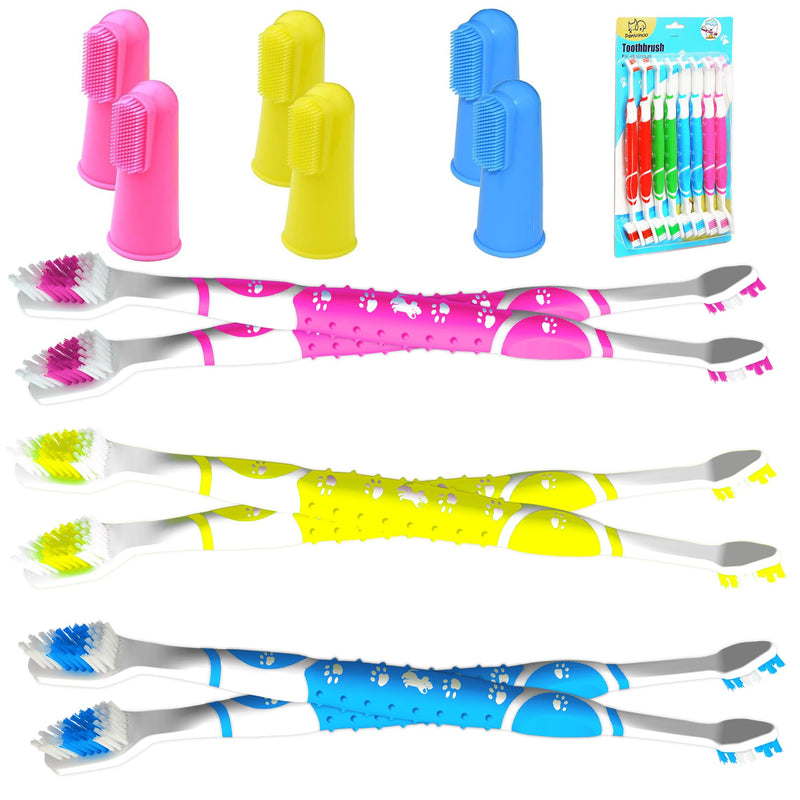 Dog Toothbrush pet Toothbrush Finger Toothbrush Small to Large Dogs,Cats with Soft Bristles Non Slip Dual Head Dog Toothbrush