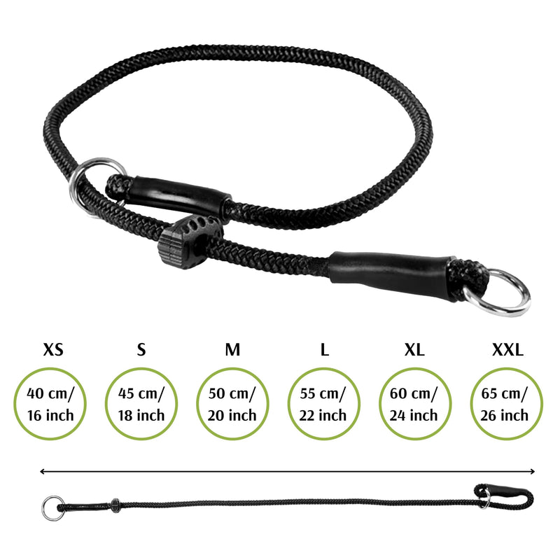 Dingo Gear Choke Collar for Dog Training Handmade of Cord with A Limiter, Waterproof Black S04059, (XL) XL