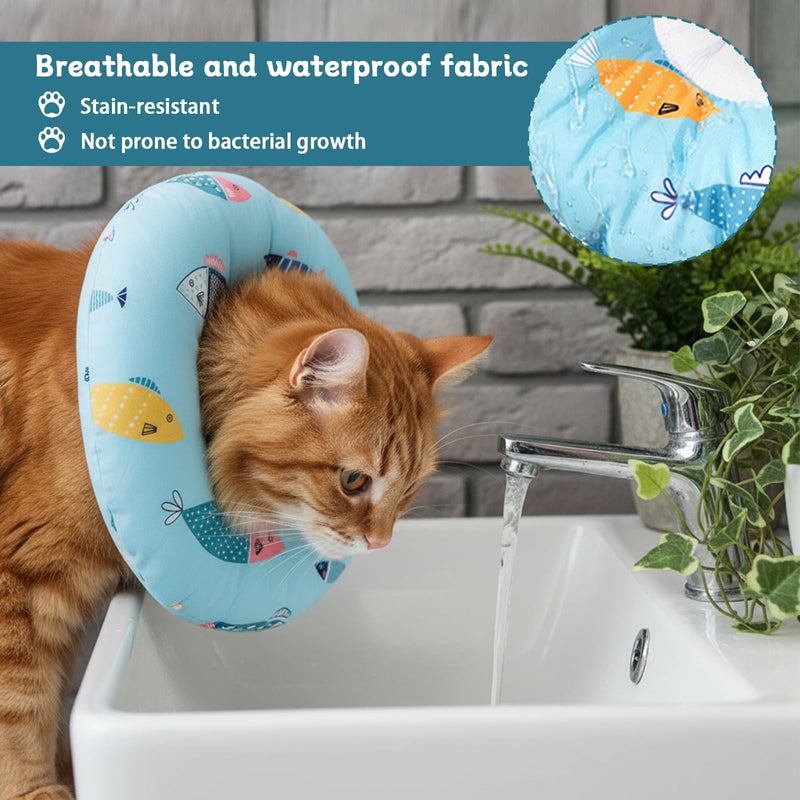 Waterproof Cat Collar Dirt-Repellent Cat Collar Protective Collar Adjustable Collar Soft Collar Cone After Surgery and Injuries for Puppies Dogs Recovery (Blue, M) blue