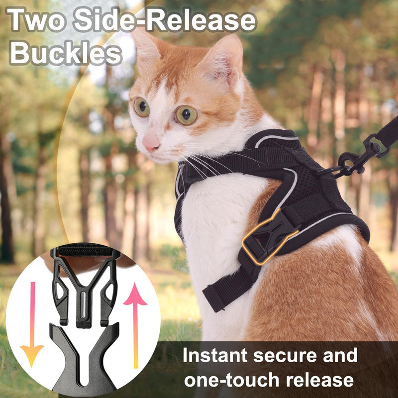 Cat Harness and Leash, Reflective Cat Harness Escape Proof for Walking, Adjustable Kitten Harness and Leash Set, 4 Buckles Easy Control Breathable Cat Vest Harness for All Types of Cats Medium Hot Pink - PawsPlanet Australia