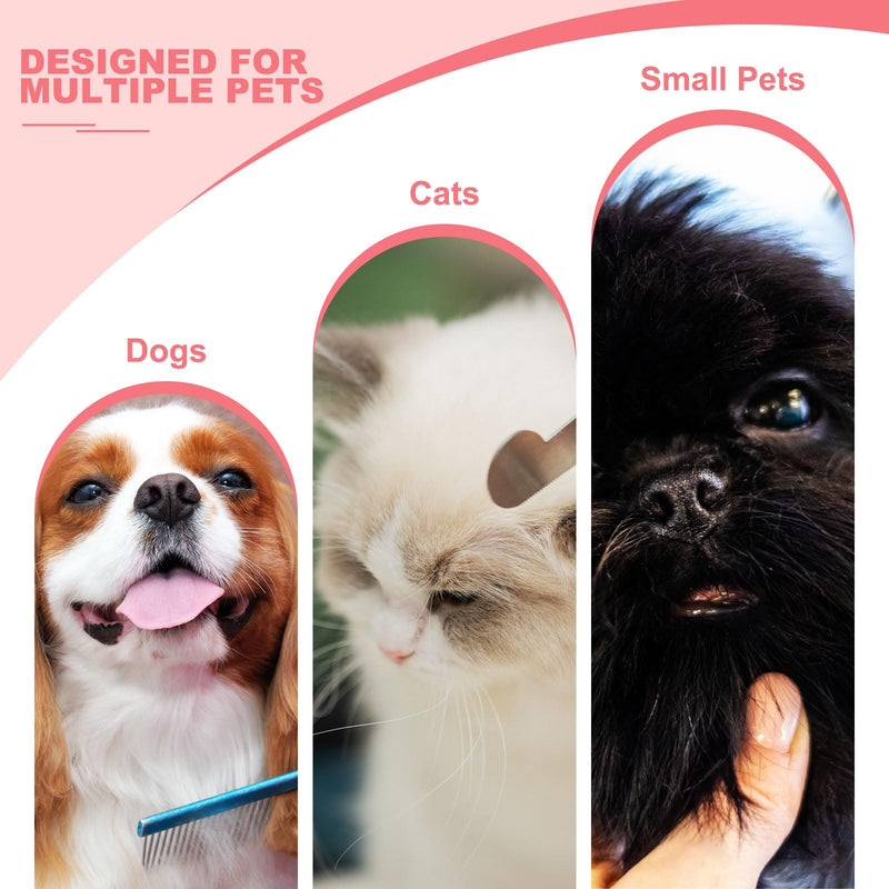 Dog Cat Comb, Pet Combs Stainless Steel Teeth with Rounded Ends for Knots Mats Loose Hair Removal, 6.5/7.5IN (Gold Coated, 2 Pack), Grooming Tool Intended for Long Curly Hair Pet Gold Coated 6.5/7.5 IN