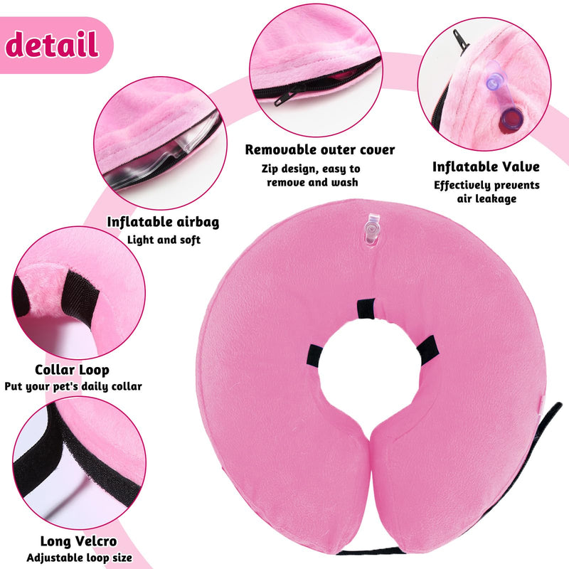 Dog Collar for Dogs, Inflatable Collar for Post-Operative Protection Head, Chest and Belly (Pink, L) pink