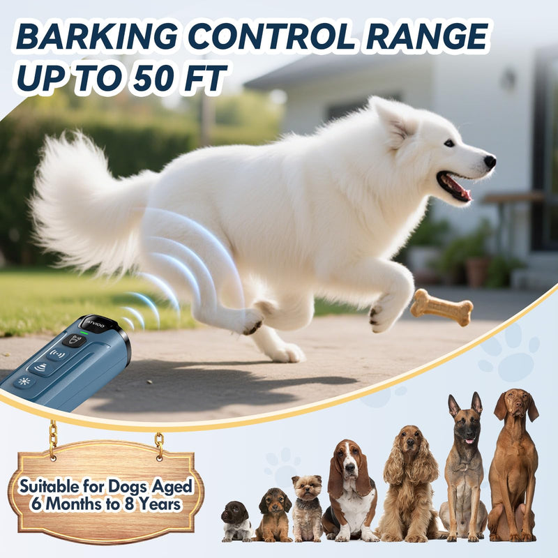Dog Anti-Barking Device - Humane Ultrasonic Bark Control for Your or Neighbor's Pet (Dark Blue) Dark Blue