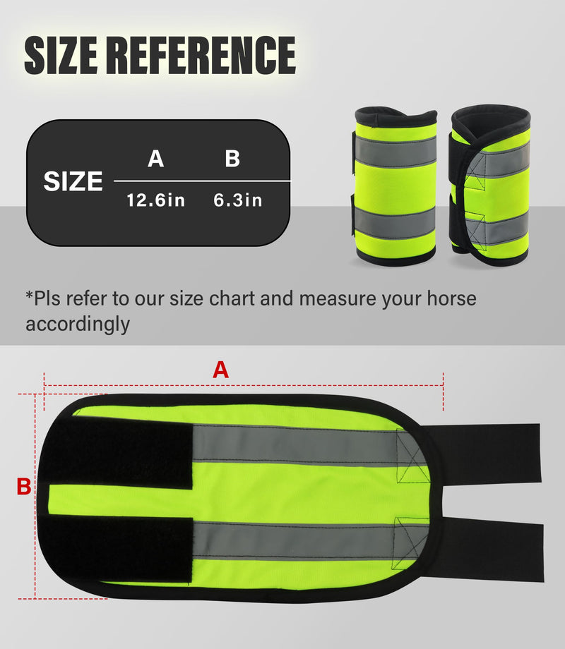 2/Pack High Visibility Horse Leg Wraps, Add Safety, Easy to Put on Horse Boots w/Fleece Interior Fluorescent Yellow Breathable Fabric + Fleece Lining - PawsPlanet Australia
