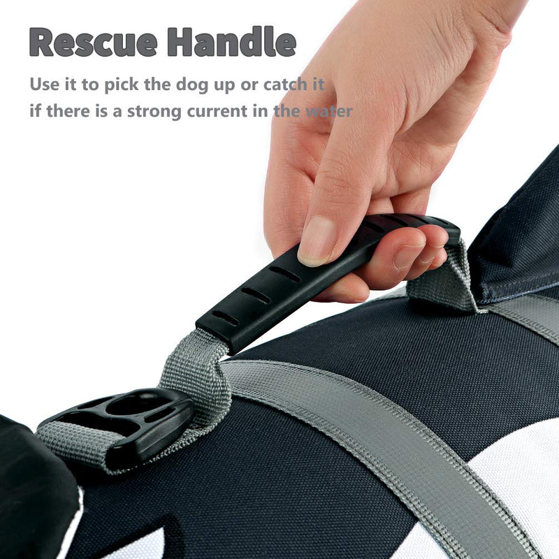 Dog Life Jacket Ripstop Pet Safety Floatation Vest Adjustable Dog Life Preserver Reflective Durable Rescue Handle Pet Lifesaver for Small Medium Large Dogs Swimming Beach Boating（Shark, S） shark - PawsPlanet Australia