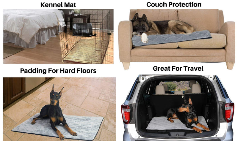 4Knines Extra Large Dog Crate Mat – Waterproof, Non-Slip, Machine Washable Crate Mat – Soft, Durable Kennel Mat for Dogs – Pet Bed for Crates, Travel or Home Use - Extra Large (Grey) Grey XL - PawsPlanet Australia
