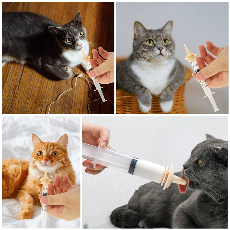 Pet Feeding Syringe with Nipple, Silicone Feeding Tools for Kitten Puppy Feeding Syringe for Newborn Cat Dog Small Animals Rabbits (10ml+30ml) 10ml+30ml - PawsPlanet Australia