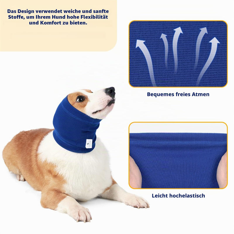 2 Pack Dog Neck and Earmuffs, Calming Pet Noise Dampener, Comfortable and Anxiety Relieving, Winter Dog Headwear (S, Blue, Grey)