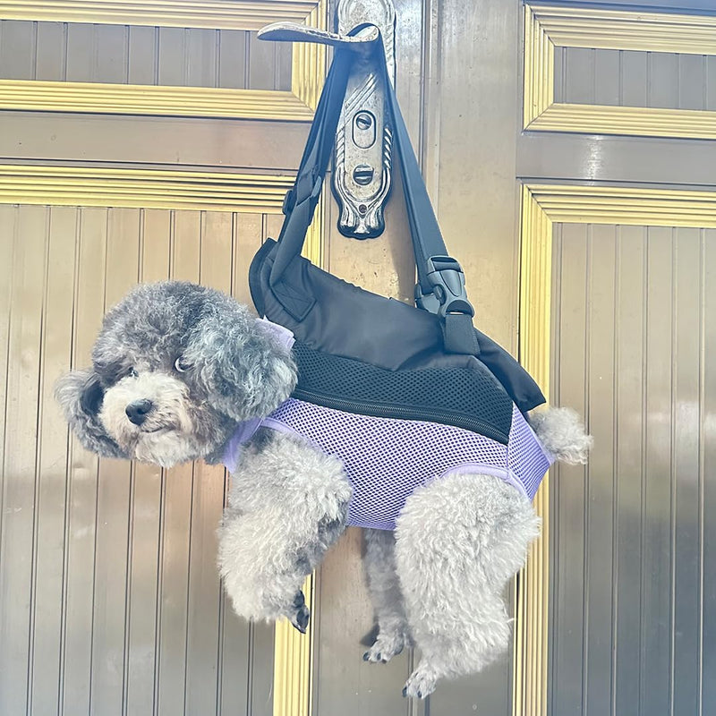 Pet Dog Carrier Backpack, Portable Breathable Mesh Chest Carrier, Polyester Woven Double Shoulder Pet Bag for Outdoor Adventures (Purple, Small) purple - PawsPlanet Australia