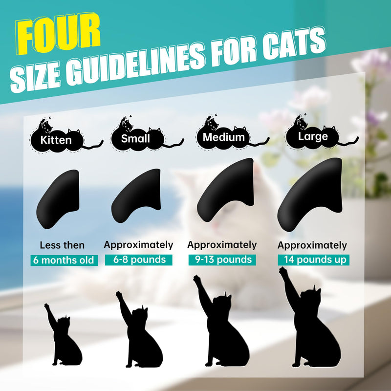 100 pcs Cat Nail Caps | Cat Claw Covers with Adhesives and Applicators | Black (M) Medium - PawsPlanet Australia
