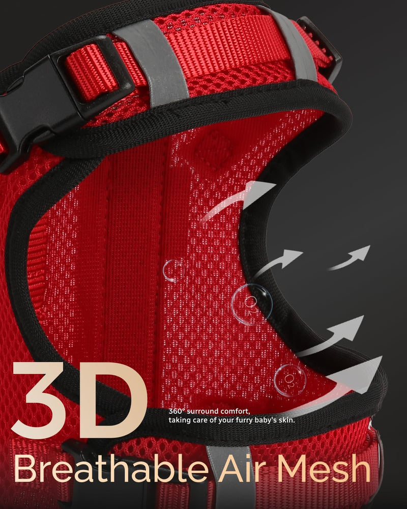 FAYOGOO Service Dog Vest for Small Dogs - Breathable Air Mesh Service Dog Harness with Leash & 6 Patches, Adjustable No-Choke Design for Walking, Travel & Public Access Red S - PawsPlanet Australia