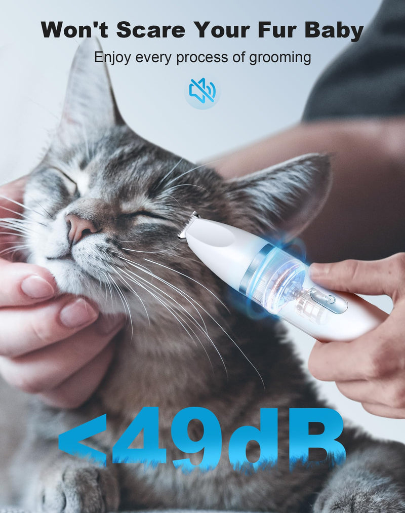 3 in 1 Small Dog Grooming Kit, 2 Speed Rechargeable Dog Hair Clippers with Guards, Low Noise Electric Dog Paw Trimmer & Nail Grinder, Cordless Pet Shaver for Cats and Small Dogs(White) White - PawsPlanet Australia