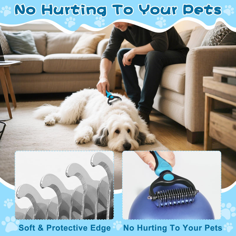 7-in-1 Pet Grooming Kit–Cat Brush,Dog Brush for Shedding,Double-Sided Flea Comb,Dog Nail Trimmers,Dog Bath Supplies–For All Cat And Small/Large Dog Shedding（Blue 7-Blue - PawsPlanet Australia
