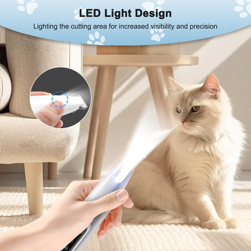 Upgraded Dog Paw Trimmer with LED Light, Waterproof Rechargeable Pet Paw Trimmer, Low Noise Pet Shaver for Dogs Cats