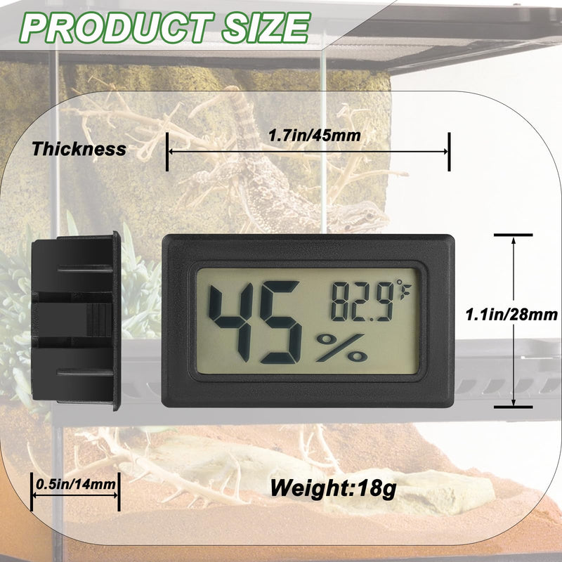 Reptile Thermometer and Humidity Gauge Digtal Terrarium Thermometer Rectangle Bearded Dragon Cage Accessories Reptile Temp and Humidity Gauge for Leopard Gecko Hermit Crab Gecko Lizard Etc 2pc - PawsPlanet Australia