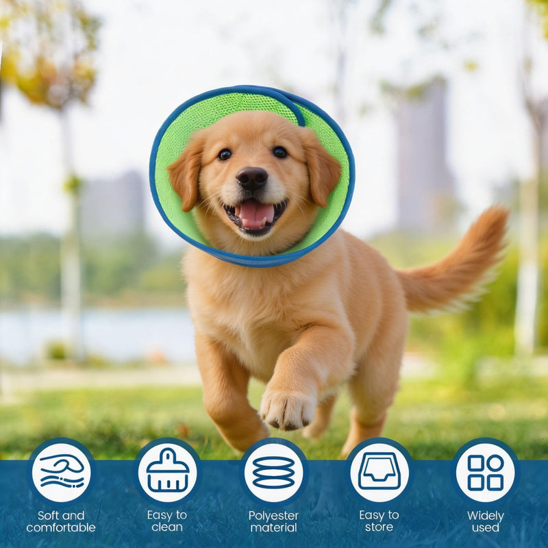 Pack of 2 Soft Dog Collar Lick Protection Breathable Adjustable Recovery Collar Elizabethan Prevents Licking Wounds After Surgery Blue (M) M
