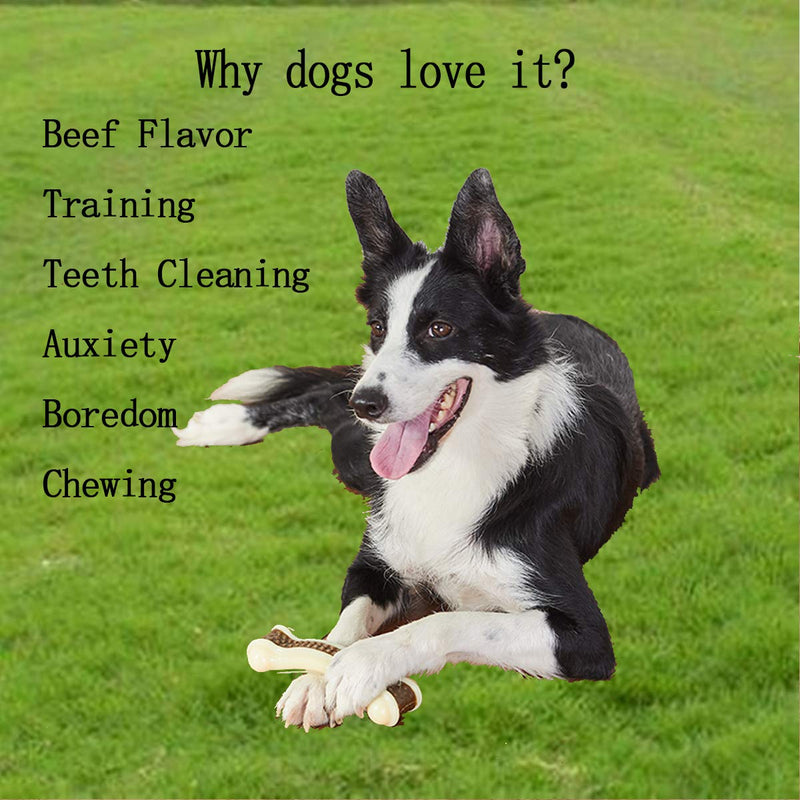 Dog Chew Toys for Aggressive Chewers Large Breed,Real Beef/Bacon Flavor Indestructible Dog Teething Chew Toys Bones for Large/Medium/Small Puppies ,Pet Toy with Durable Nylon… 2PCS(Beef Flavor) - PawsPlanet Australia