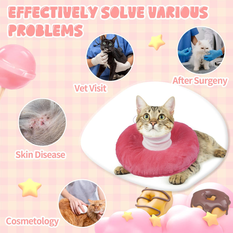 BRKURLEG Cat Cone Collar Soft, Cute Cat Recovery Cones, Soft Protective Pet Neck Cone, Adjustable Kitten Cones to Stop Licking, Pet Anti-Lick Wound Healing Elizabethan Collar, Pink, L Large