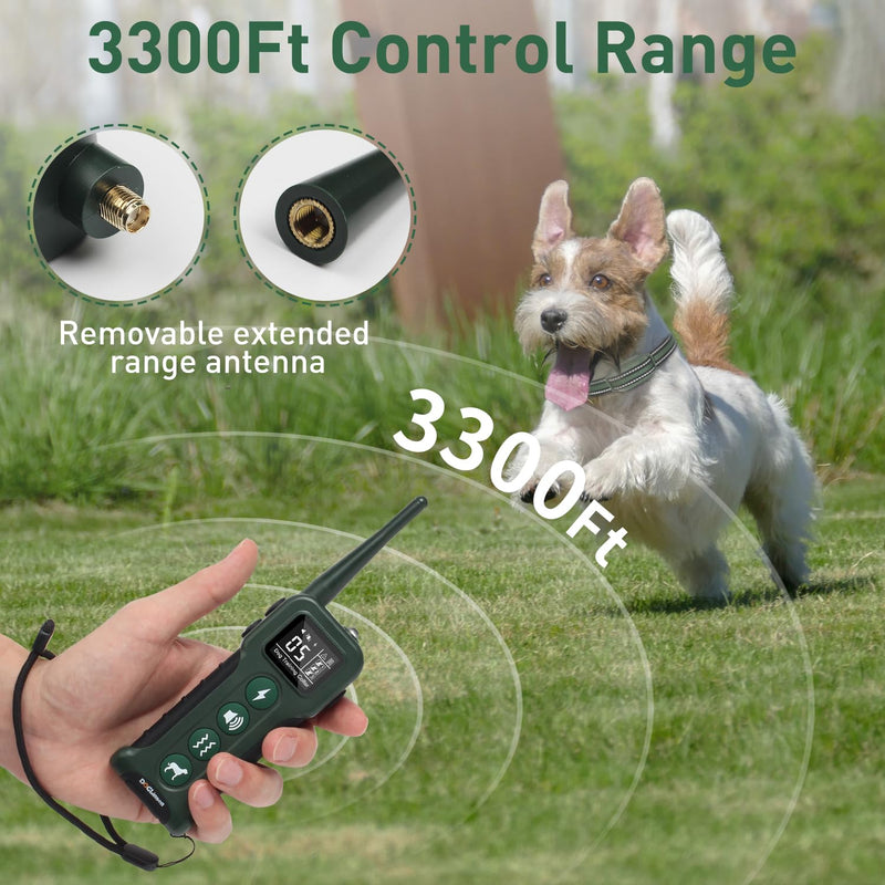 Dog Training Shock Collar with Remote 3300ft Range - Waterproof Shock Collar for 10-110lbs Dogs, Rechargeable E Collar for Dogs Training, Safety Shock Collar(0-16) - PawsPlanet Australia