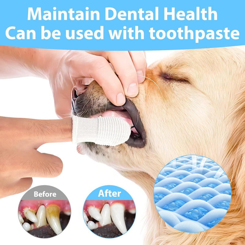 10 Piece Dog Toothbrush Set, 6 Finger Toothbrushes Dog, 1 Three-sided & 2 Double Head Toothbrush & 1 Round Toothbrush for Full Dental Care, for Small, Medium and Large Pets